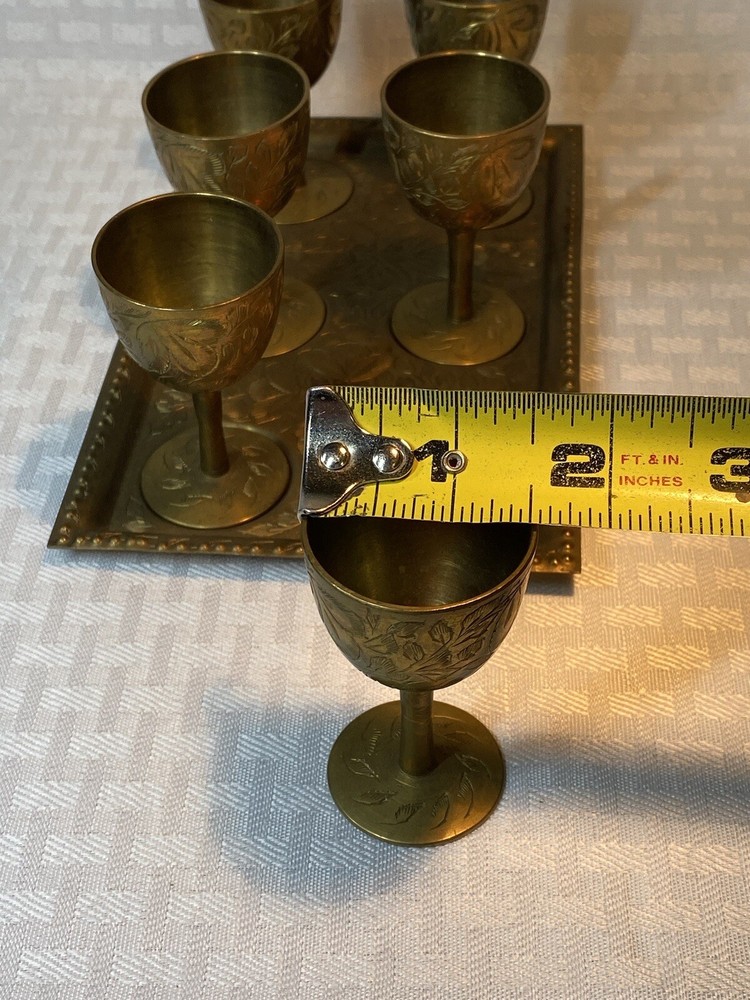 Brass Cordial- Sherry Set With Tray