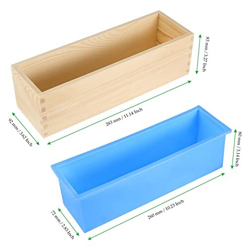 3 Pack 47oz Rectangular Flexible Silicone Soap Loaf Mold with Wooden Box