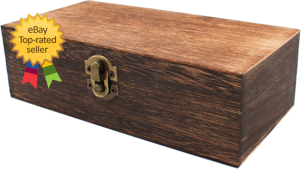 Wood Storage Box Lid Solid Wood Container Box Decorative Table Large Rectangular