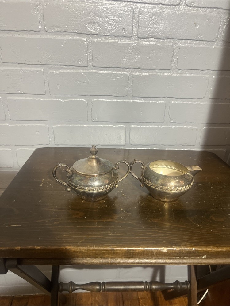 silver-plated sugar and creamer set