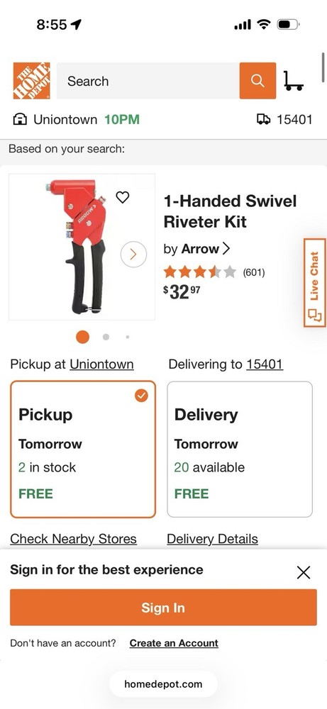 Arrow One Handed Swivel Riveter Kit