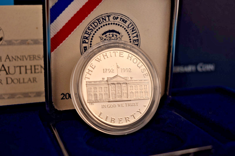 1992 White House Proof Silver Dollar OGP Box COA 90% Commemorative Coin