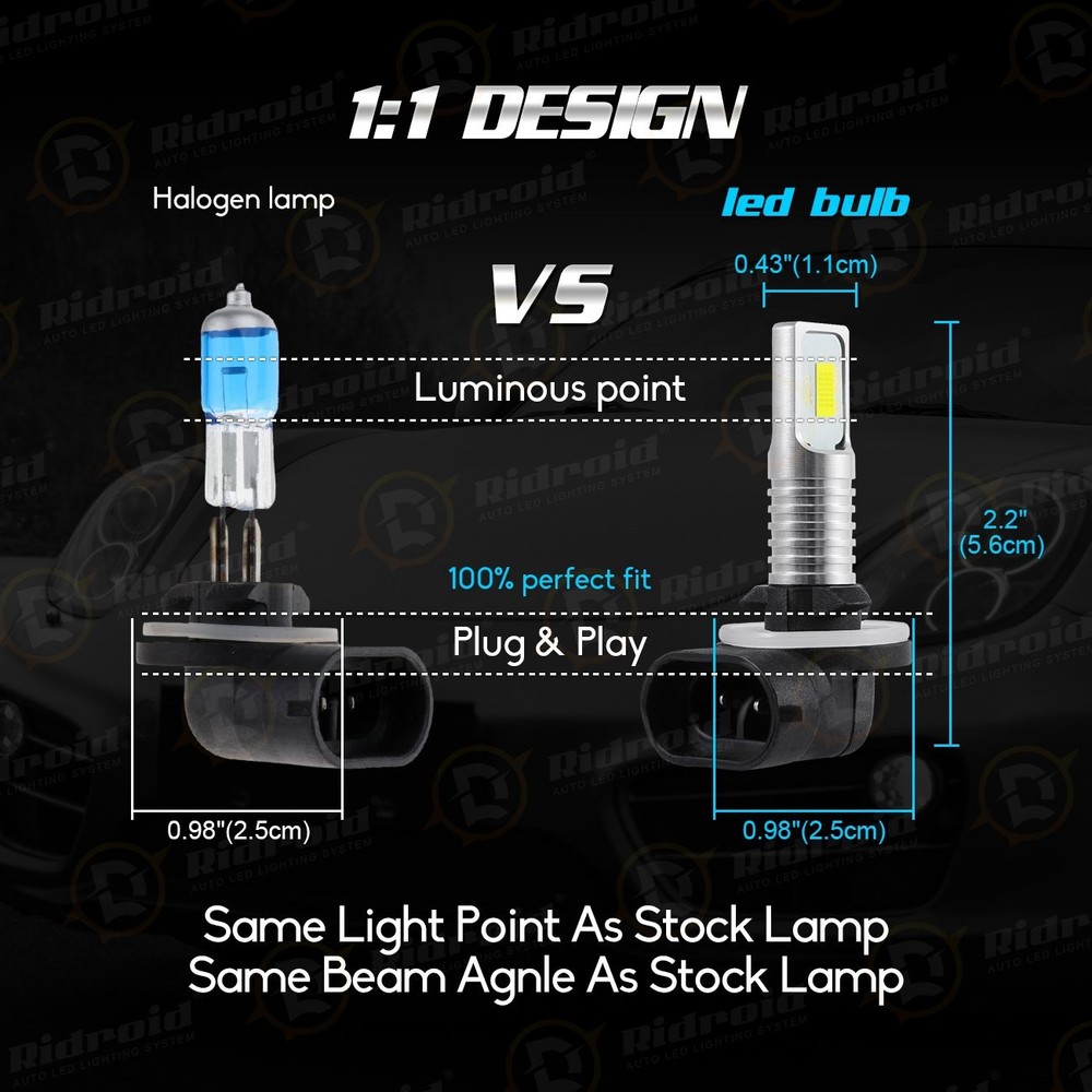 2x 881 LED 12V Car/Tractor/Golf Cart Fog Light Bright Bulbs 862/886/889/894/896
