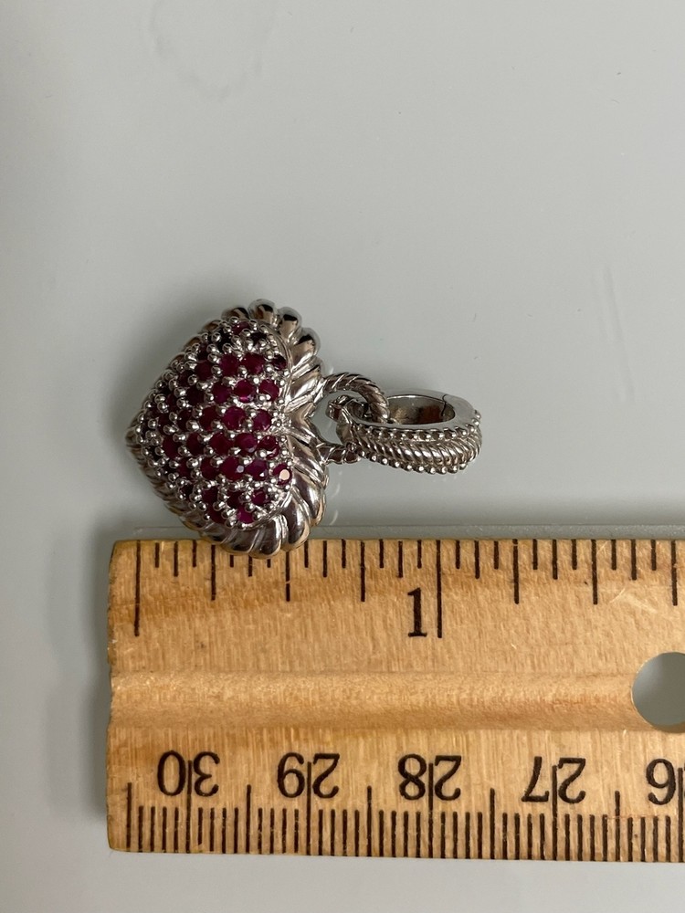 JUDITH RIPKA ruby heart sterling silver pendant enhancer