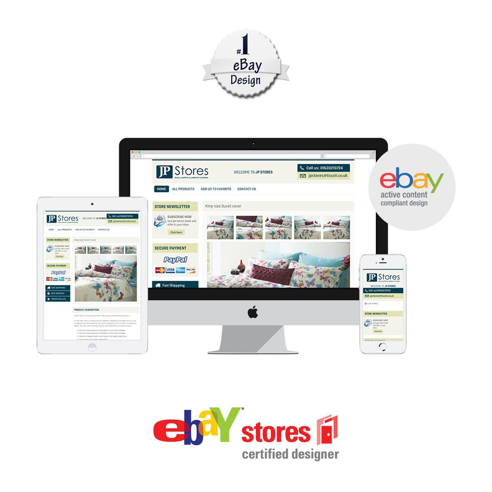 Bespoke Custom eBay storefront and listing template design complete brand design