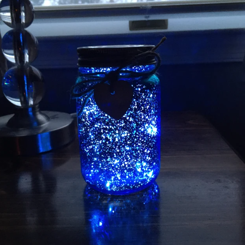 Light Up jar -LED Night Light-Sparkle Light- Firefly Jar- Glitter Jar