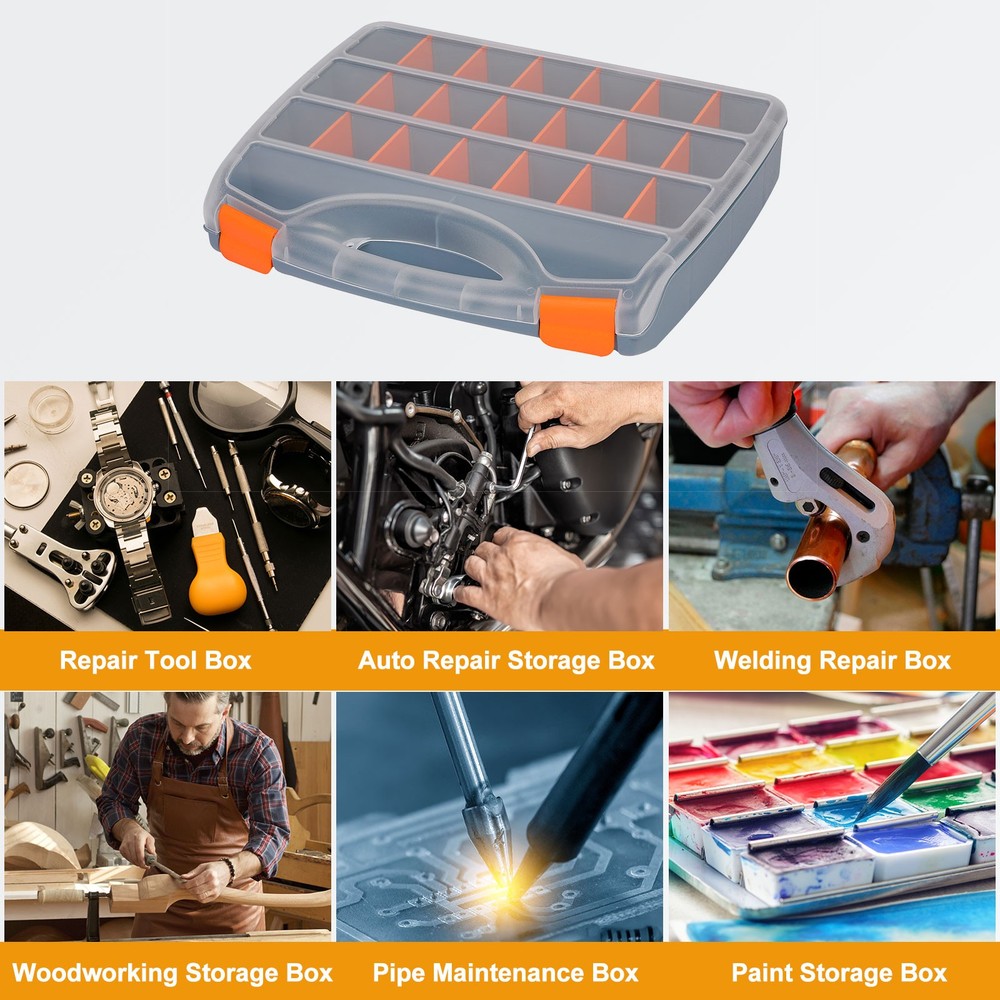 Single Side Tool Organizer 15"x12.2"x2.8" 21-Compartment Tool Storage Box