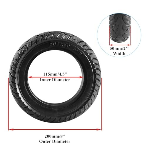 200x50 8"x2" Scooter Wheel Solid Tire Electric Scooter Front Solid Non 1