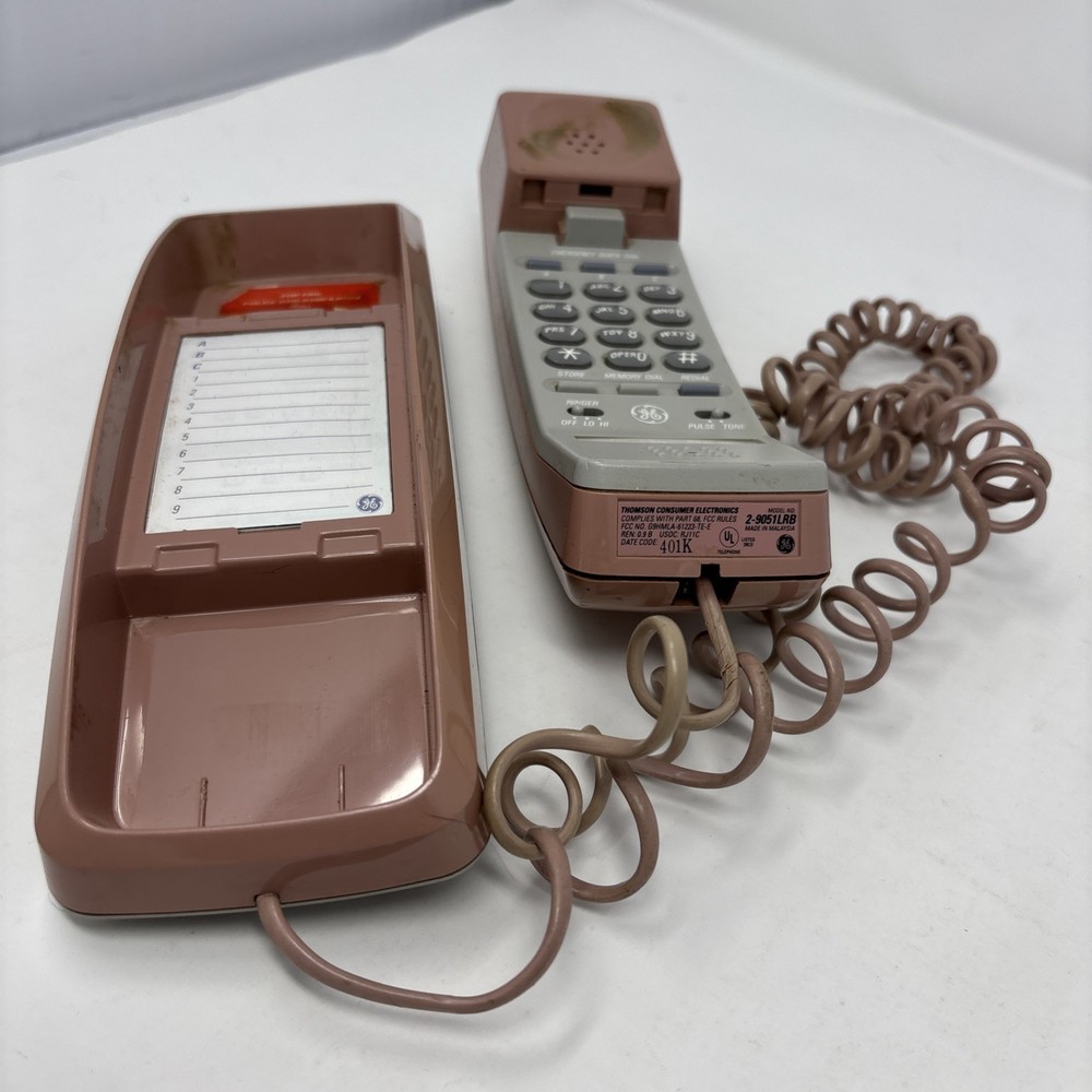Vintage General Electric Blush Pink Push Button Wall Phone Untested