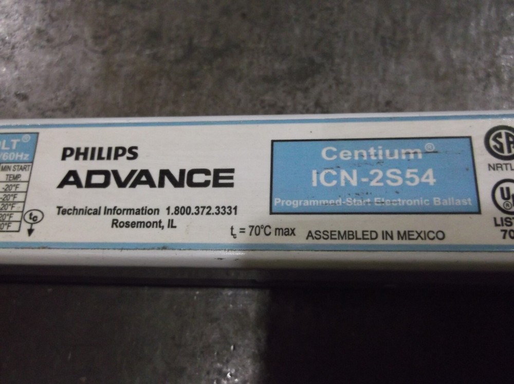 PHILIPS ADVANCE ICN-2S54 CENTIUM LIGHTING BALLAST (VV2)