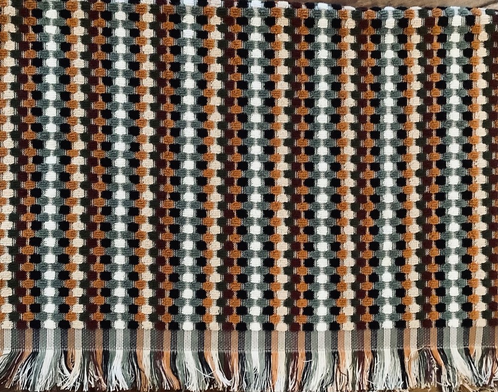 Double hanging kitchen towel plaid crocheted black top