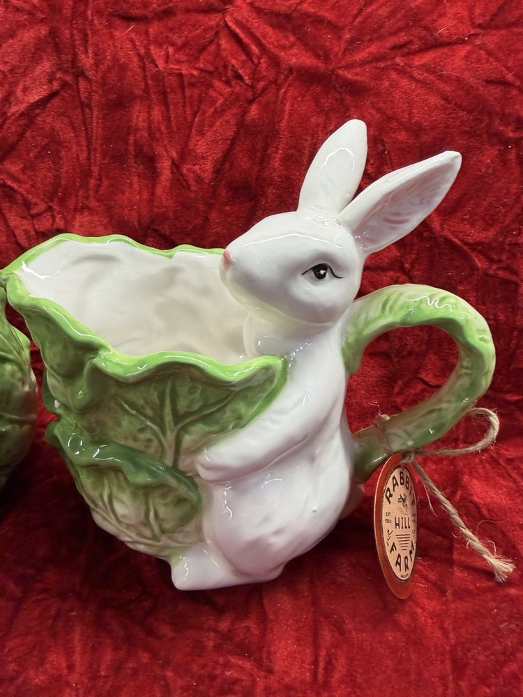Arlington Designs Easter Bunny Rabbit Cabbage Ceramic Sugar Bowl /creamer New