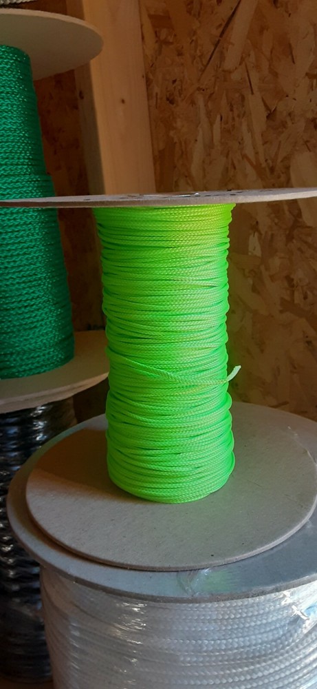 2mm x 350 ft. Rope/Twine Spool.Polyester. Lime. Made in USA