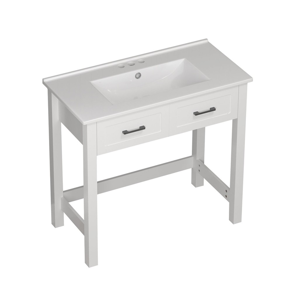 36" Bathroom Vanity w/ a Tip-out Drawer & Ceramic Sink ADA Compliant for Elderly