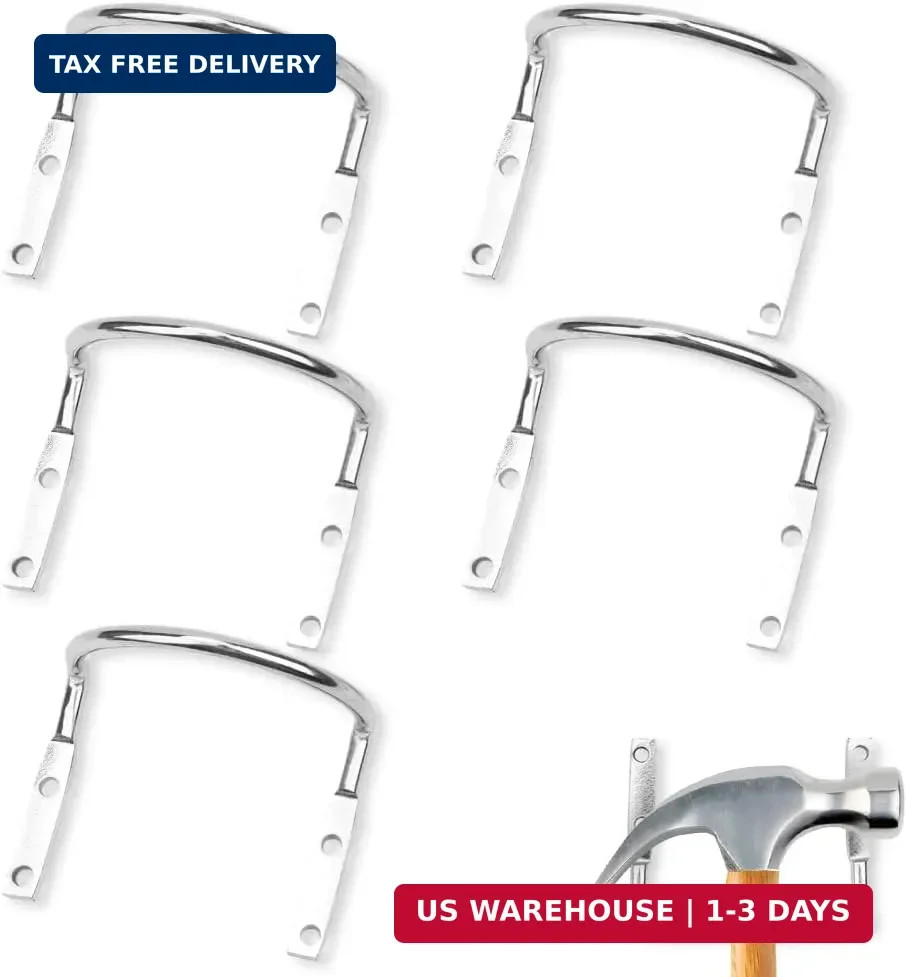 5 Pack Hammer Holder Loop Replacement U Steel Wire Wall Mount Hook, Heavy Duty H