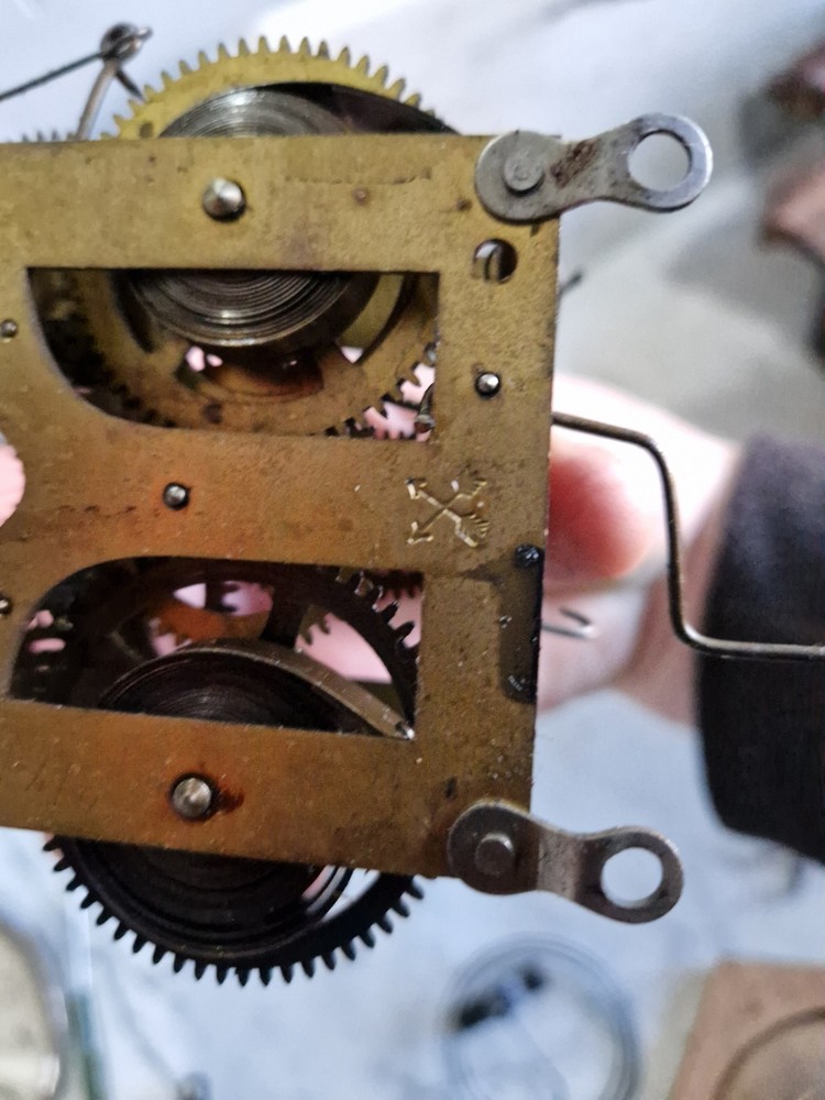 Antique American Clock Movement And Dial Gong Ect