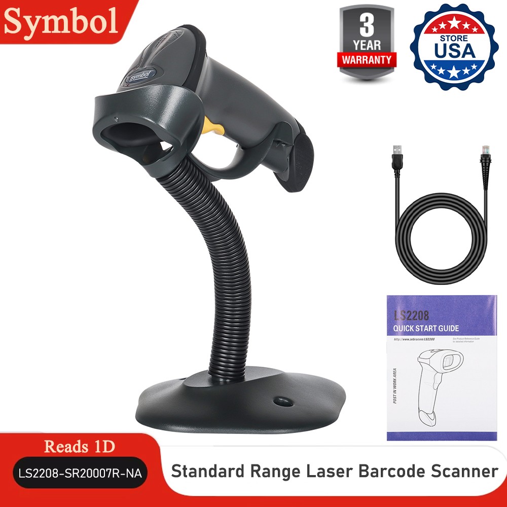 Zebra Symbol LS2208-SR20007R-NA USB Handheld 1D Laser Barcode Scanner Reader