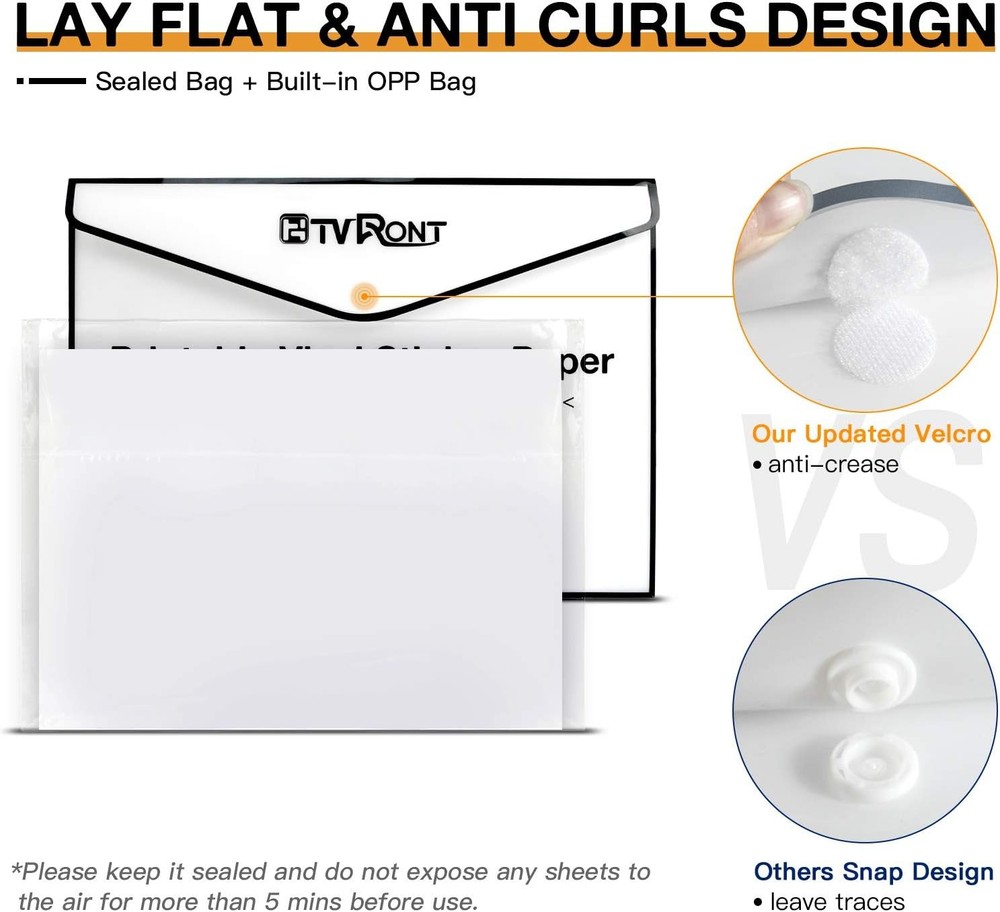 HTVRONT Printable Vinyl for Inkjet Printer & Laser Printer Glossy White 8.5"x11"