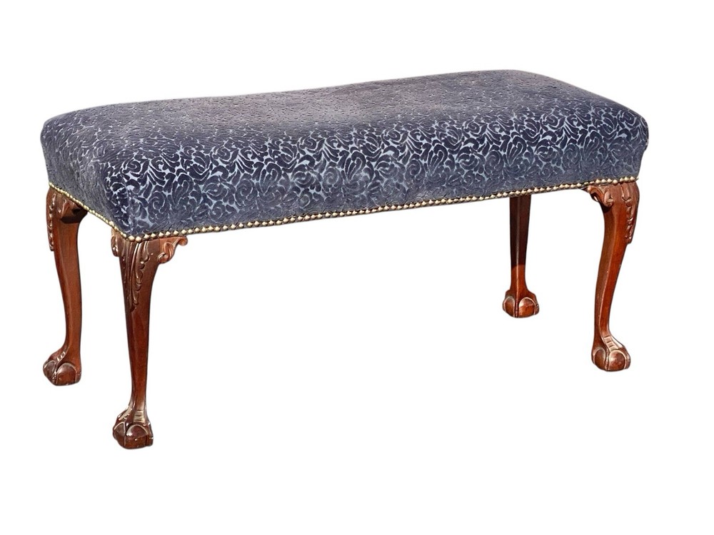 Vintage Chippendale Style Window Bench / Vanity Bench