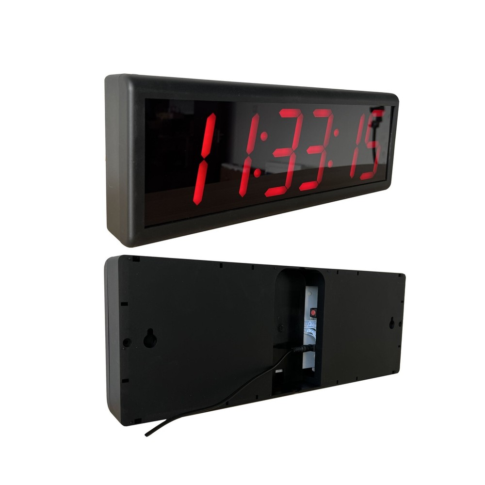 Synchronized NTP WiFi Clock for Office, 4" x 6 Red Digit, Automatic DST Reset