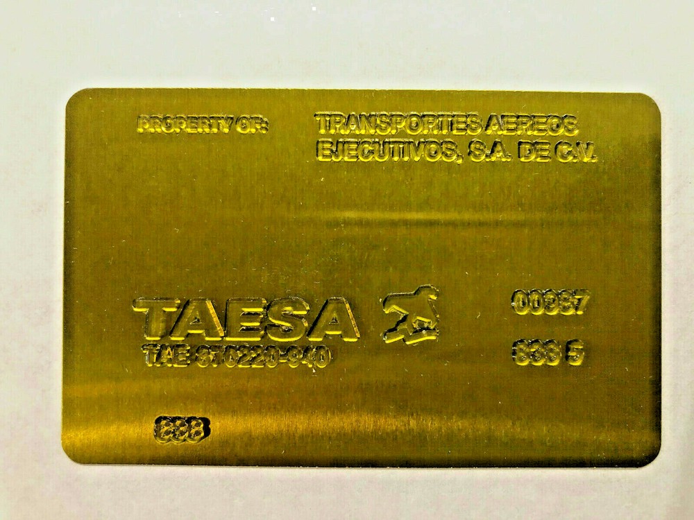 TAESA Airline Ticket Validation Plate Vintage