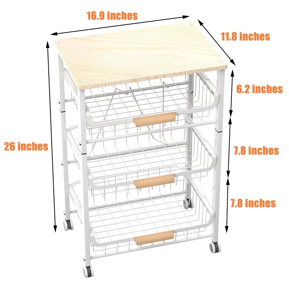 4-Layer Fruit Basket Kitchen Food Storage Organizer and Storage Rack, Stackab...
