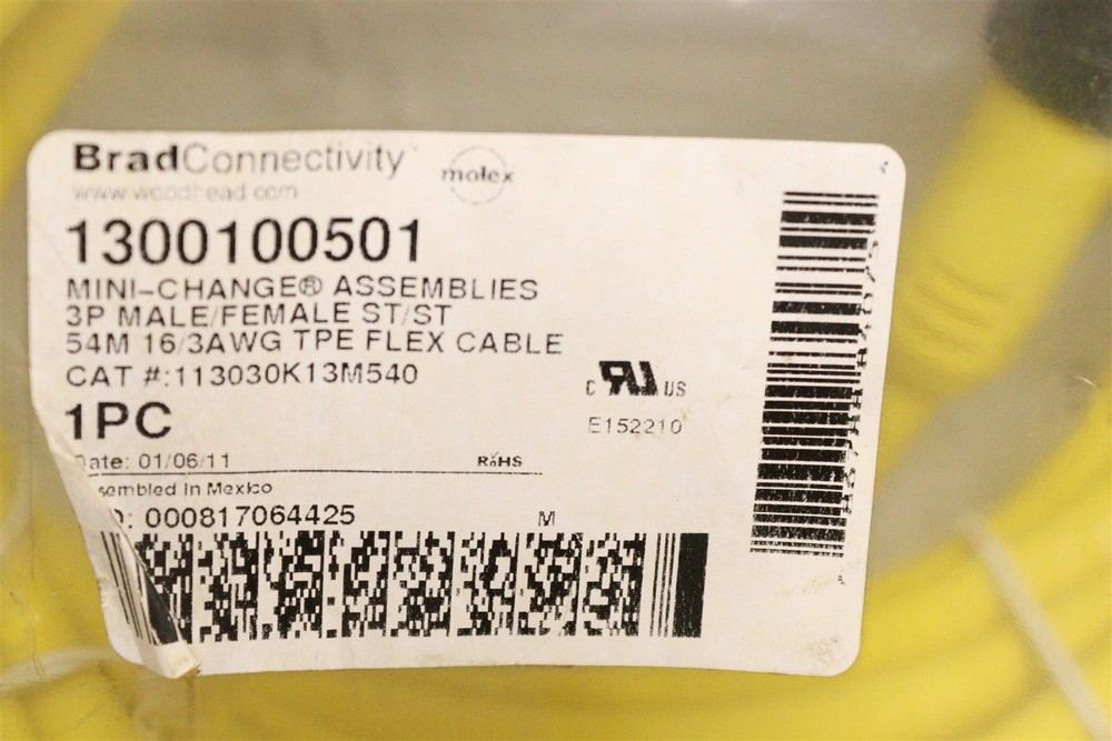 BRADCONNECTIVITY MOLEX MINI-CHANGE CABLE 54M 16/3AWG 1300100501