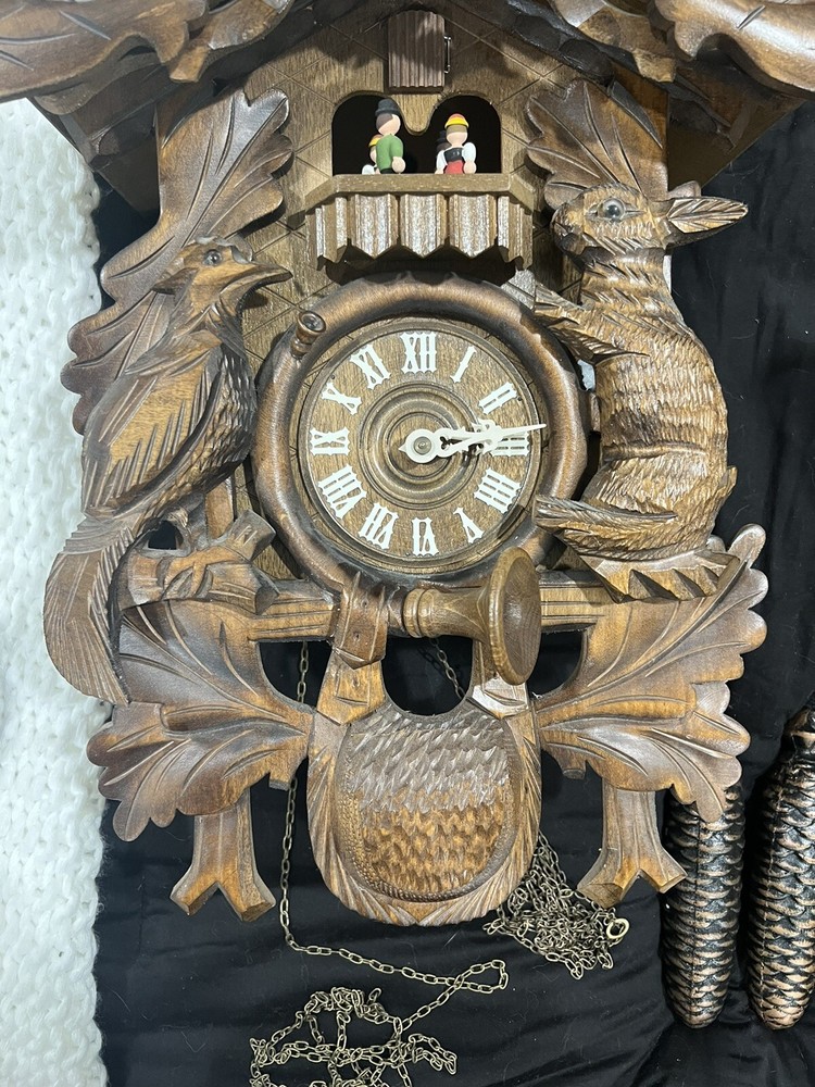 Vintage German Wood Cuckoo Clock And Working