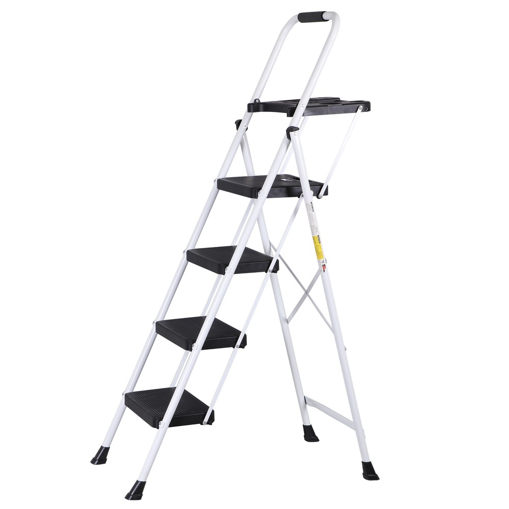 Step Ladder 4 Step Folding Heavy Duty 330 Lbs Load Ladder Folding W/ Work Tray