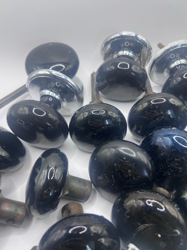 Vintage Antique Black Marble Door Knobs 26 Count