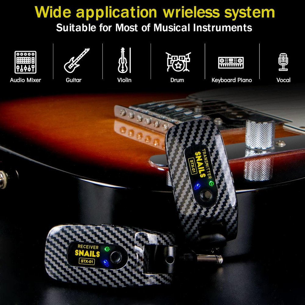2.4GHZ Wireless Guitar System, Rechargeable Digital Wireless Guitar Transmitter