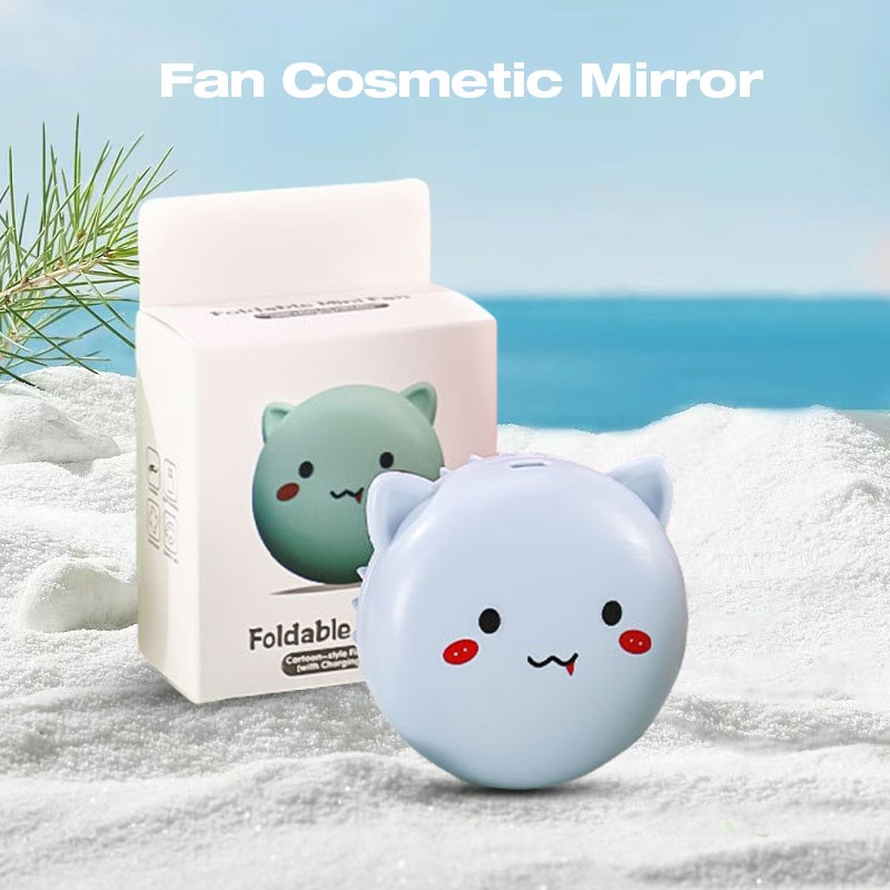 Cute Cat - Shaped Flip - top Fan Makeup Mirror