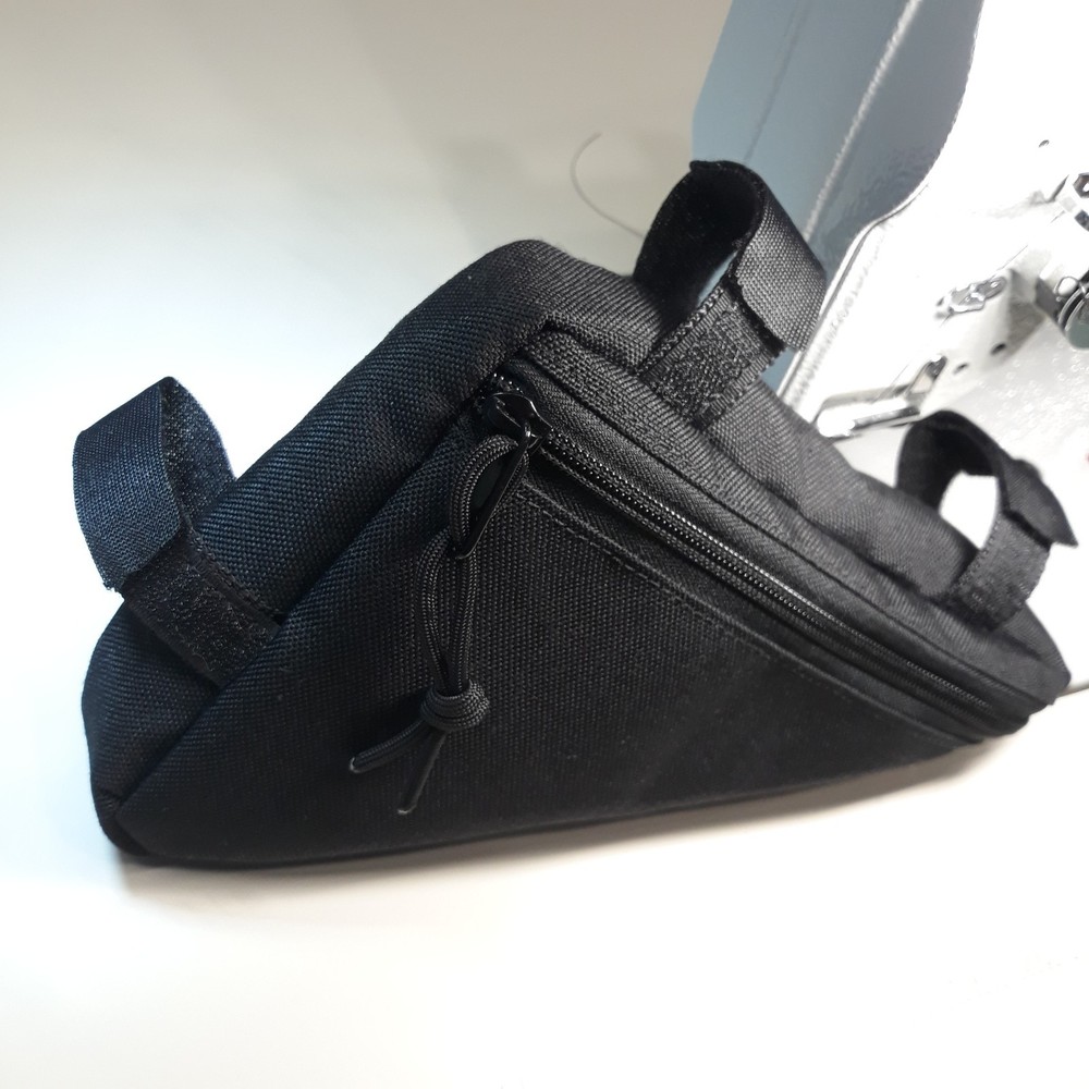Black Nylon Frame Bag, Triangle Shape, Lightweight, Zip Closure