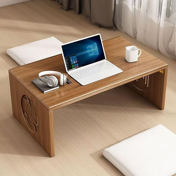 Japanese Foldable Floor Table Solid Wood Coffee Table Compact Design