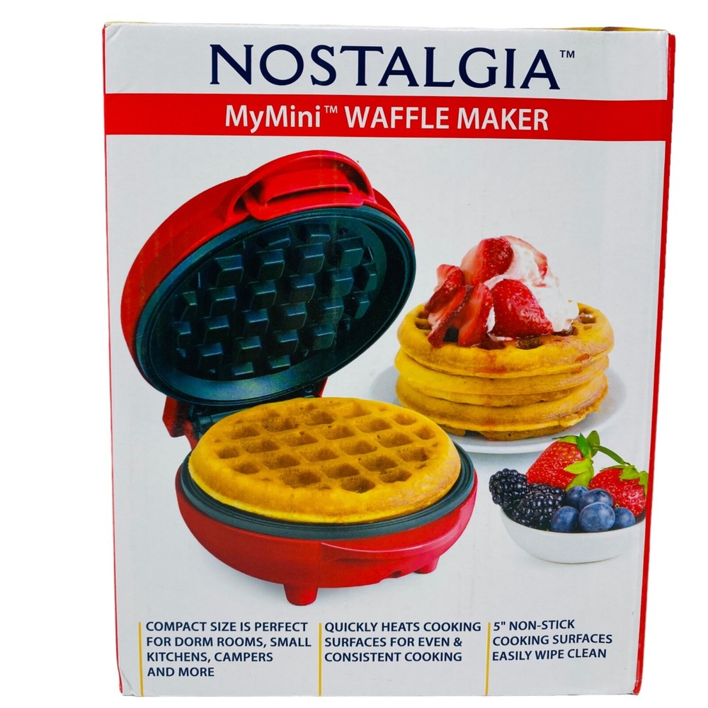 Waffle Maker My Mini Compact 5" Waffle Maker Red Nostalgia New