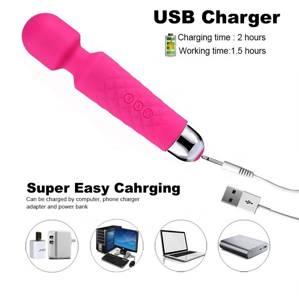 Mini Multi-Speed Magic Massager Wand Massage Powerful Full Body USB Rechargeable