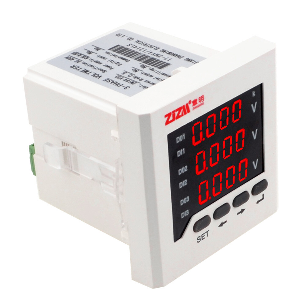 Intelligent Digital Display Voltmeter Three-phase AC Voltage Meter 80x80mm