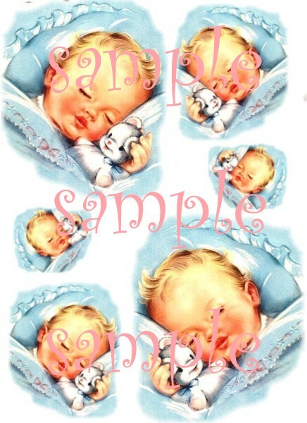 Vintage Infant Boy Sleeping Waterslide Decal