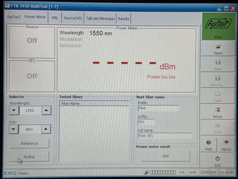 EXFO FTB-3930 w/VFL, Talk Set, PM