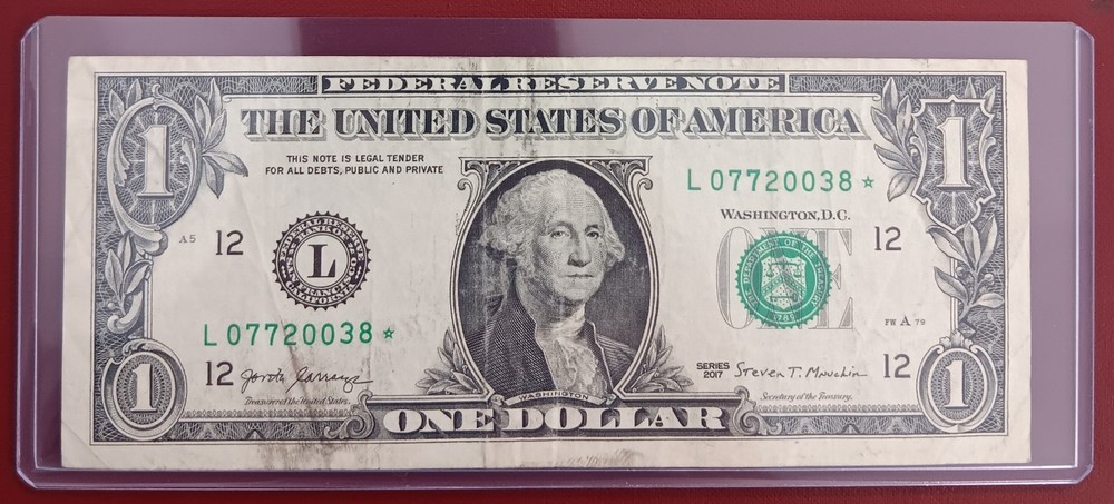 2017 $1 Star Note Error With 2 Pair