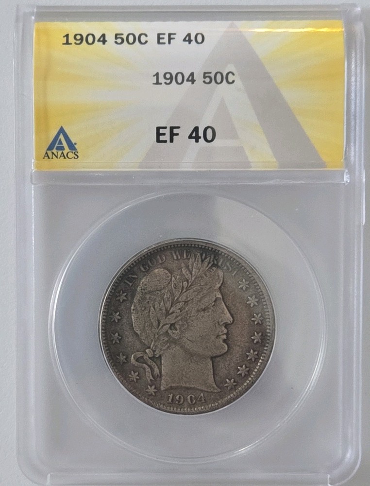 1904 Barber Half Dollar 50c ANACS EF 40