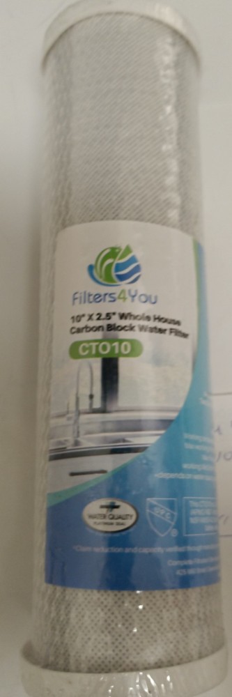 FILTER4YOU CT010 10" x 2.5" Whole House Carbon Block Water Filter NSF