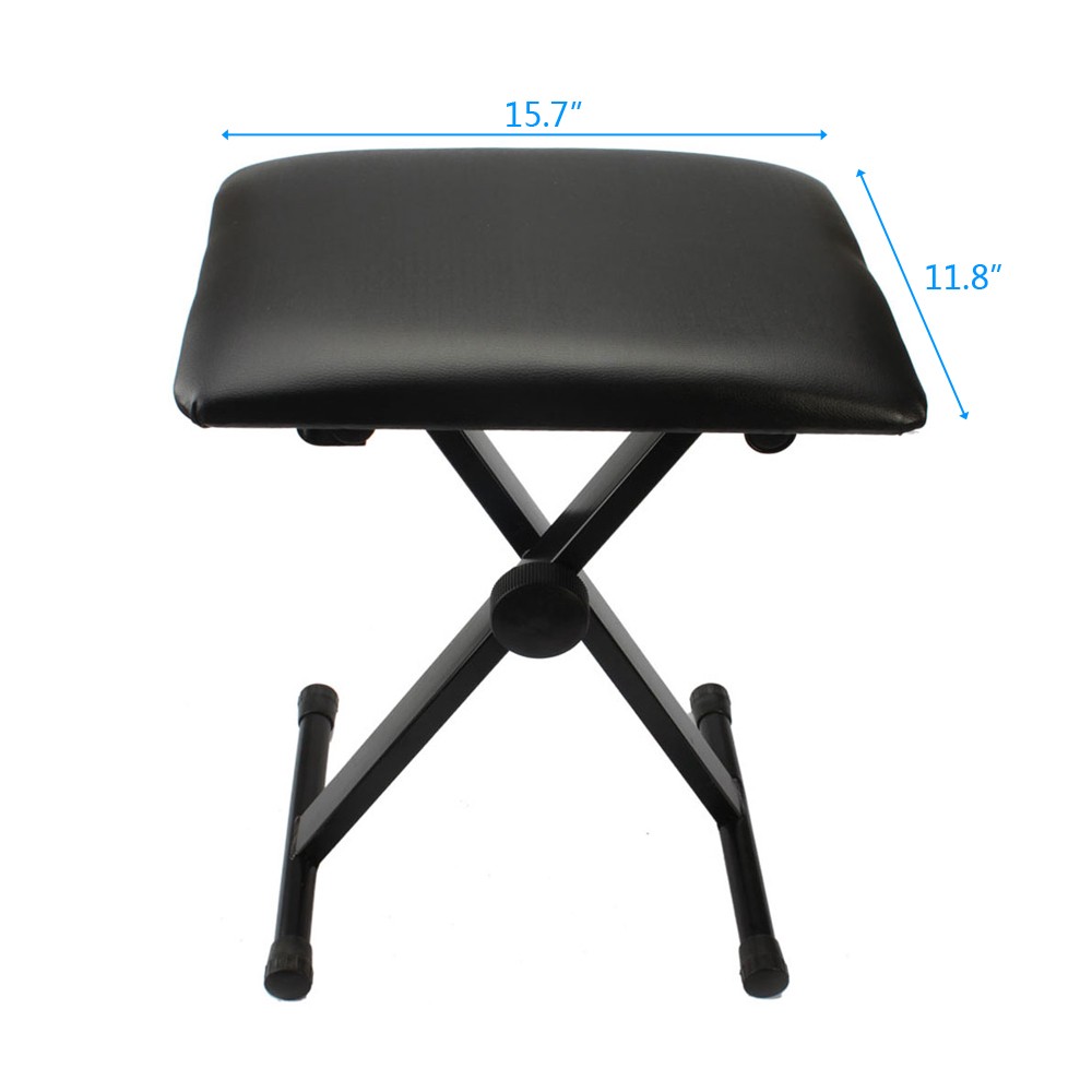 Adjustable Folding Piano Bench Stool Seat Black
