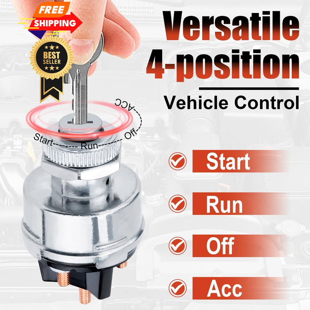 Ignition Switch with Key, Universal Key Switch, 12V 4 Position...