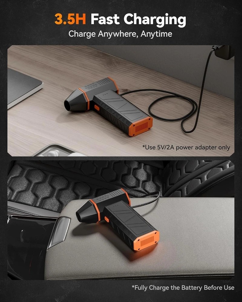 Compact and Portable MF50 Air Duster with 3 Adjustable Speeds - Fast Charging