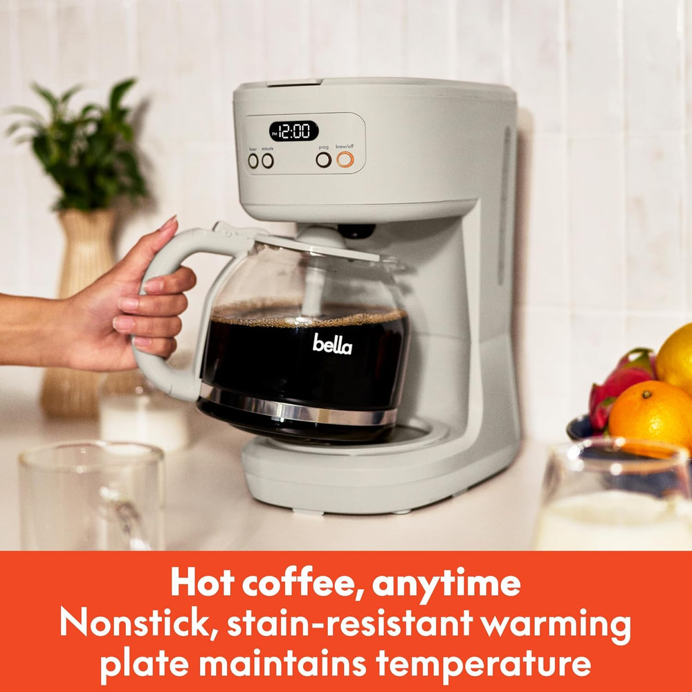 12 Cup Programmable Coffee Marker, Reusable Dishwasher Safe Accessories, Easy LC