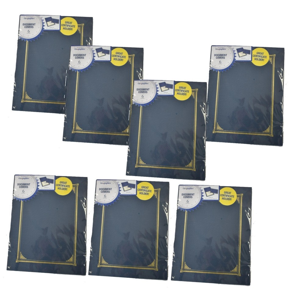 7 Geographics Document Covers 6 Pack Certificate Holders Navy Blue 8.5"x11"