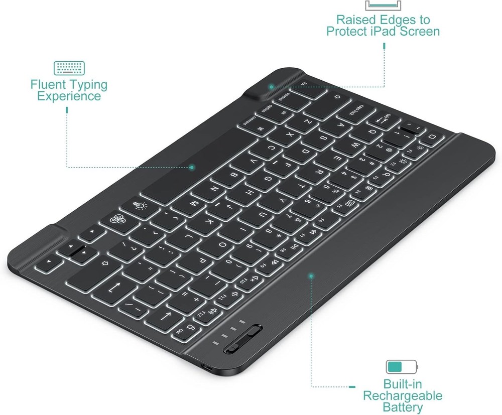 TECURS Bluetooth Keyboard and Mouse Combo for iPad - Rechargeable Wireless Keybo