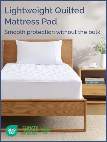 Quilted Fitted Mattress Pad Protector Size - Elastic Fitted Queen White