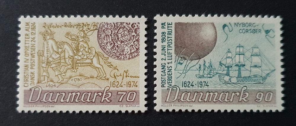 1974 DENMARK DANMARK 350 YEARS POST VF MNH